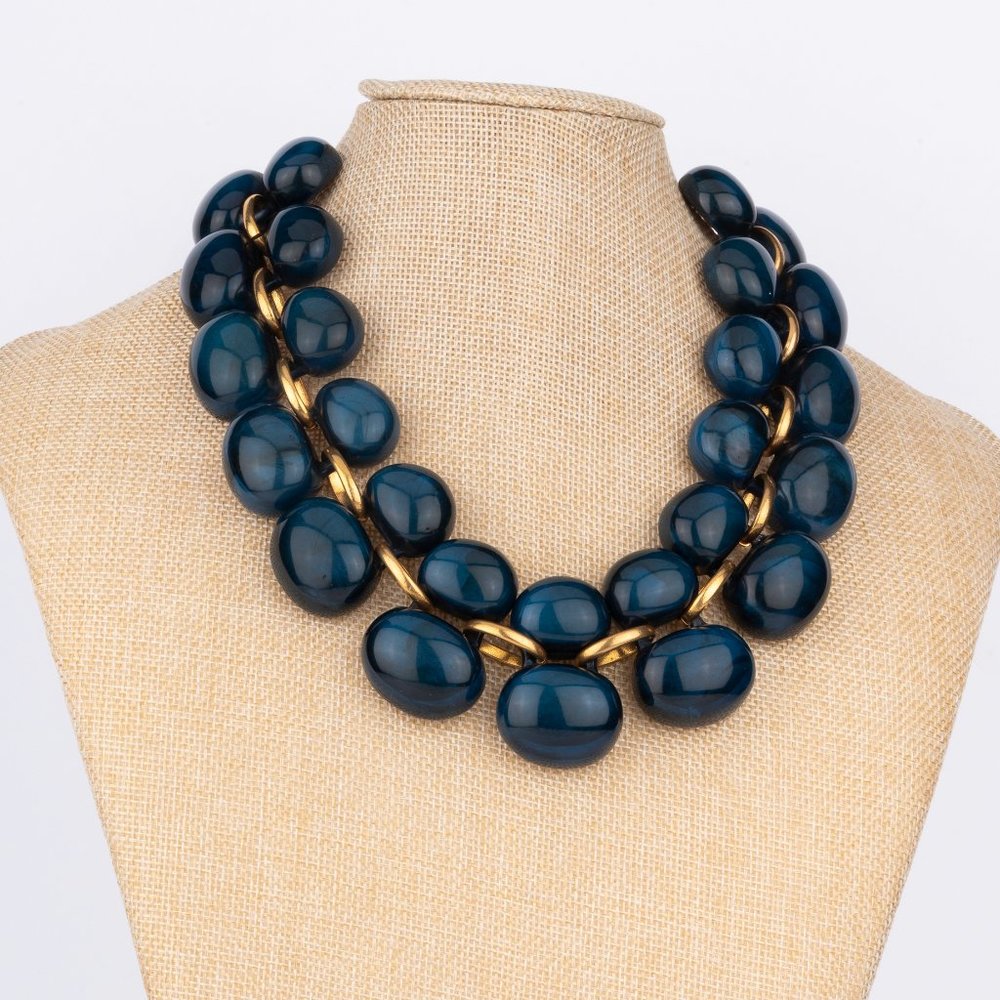 Hand crafted Parisian Resin Cobalt Blue Necklace
